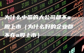 为什么中国的大公司都不a股上市（为什么好的企业都不在a股上市）