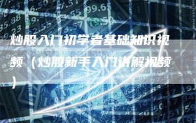 炒股入门初学者基础知识视频（炒股新手入门讲解视频）