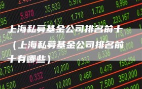 上海私募基金公司排名前十（上海私募基金公司排名前十有哪些）