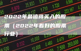 2022年最值得买入的股票（2022年看好的股票行业）