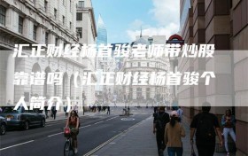 汇正财经杨首骏老师带炒股靠谱吗（汇正财经杨首骏个人简介）