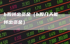 b股转出资金（b股几天能转出资金）